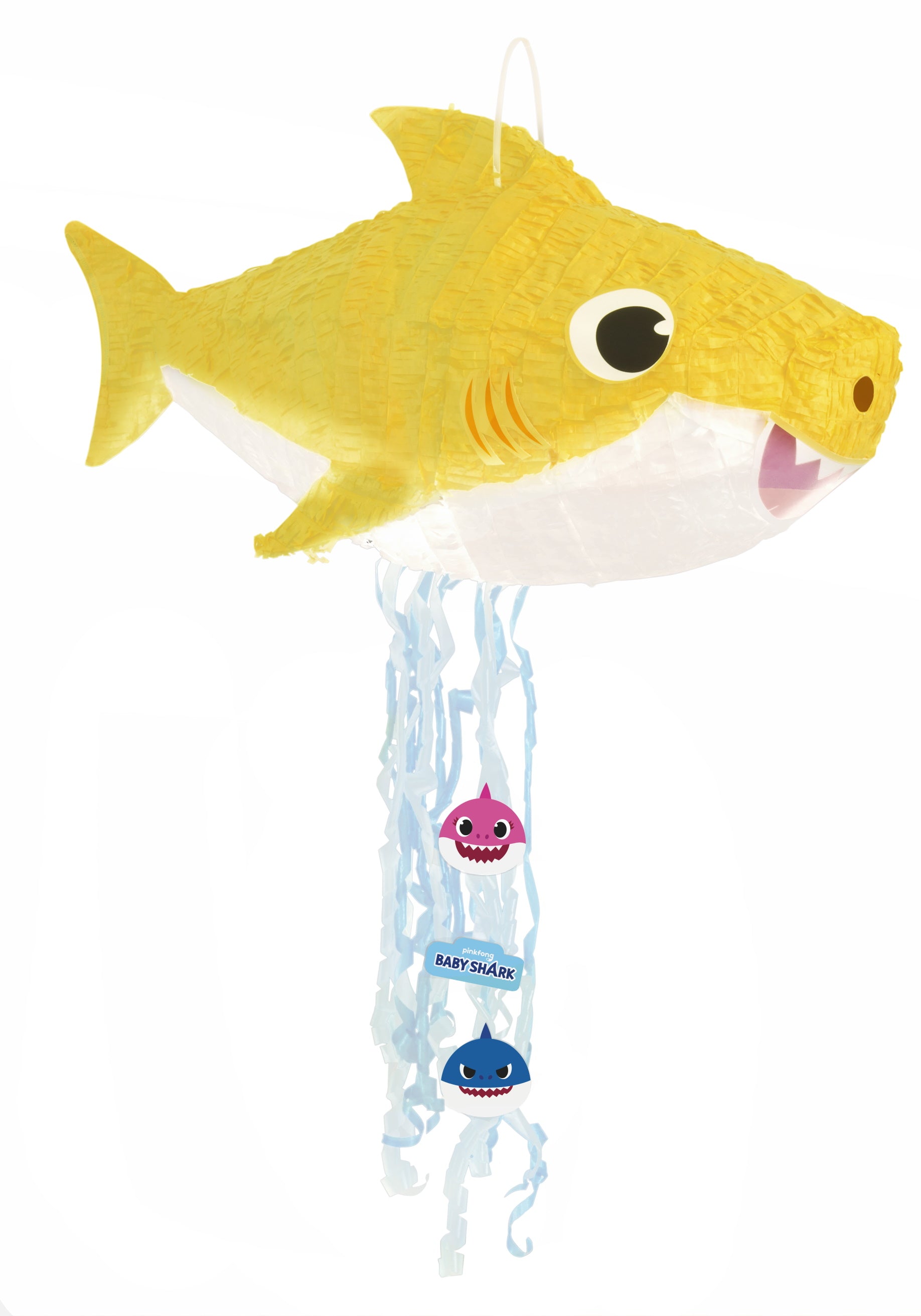 Baby Shark Pull String Pinata, Yellow, 14” x 19” x 9-1/2”