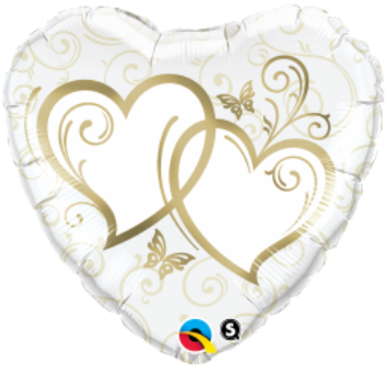 Gold Entwined Hearts 18 inch Foil Balloon